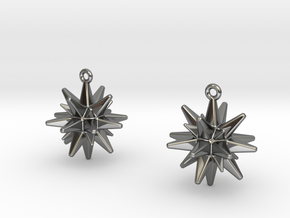 Christmas_Star Earrings  in Fine Detail Polished Silver