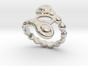 Spiral Bubbles Ring 15 - Italian Size 15 in Rhodium Plated Brass