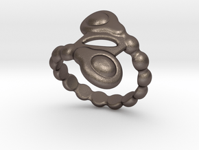 Spiral Bubbles Ring 15 - Italian Size 15 in Polished Bronzed Silver Steel