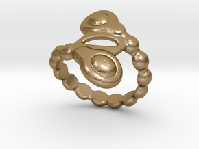 Spiral Bubbles Ring 15 - Italian Size 15 in Polished Gold Steel