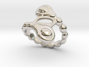 Spiral Bubbles Ring 16 - Italian Size 16 in Rhodium Plated Brass