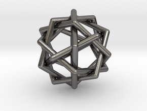 0459 Interwoven Set of Six Pentagons (d=2.8 cm) in Polished Nickel Steel