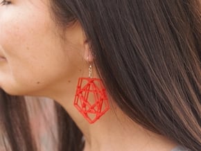 Penta Plaid Earring Pair in Red Processed Versatile Plastic