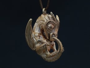 Metal Baby Dragon Pendant in Natural Bronze