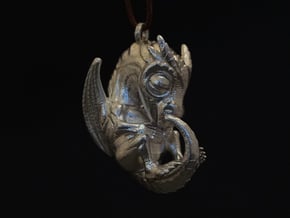 Metal Baby Dragon Pendant in Natural Silver
