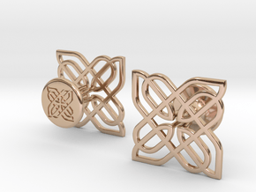 CELTIC KNOT CUFFLINKS 021216 in 14k Rose Gold Plated Brass