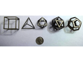 Platonic Solids (set of 5) in Polished Bronzed Silver Steel