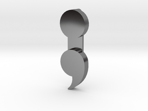 Semicolon Pendant in Fine Detail Polished Silver