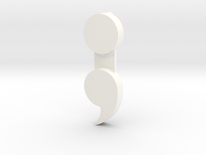 Semicolon Pendant in White Processed Versatile Plastic