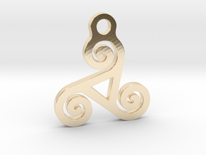 Triskelion Pendant 04 in 14k Gold Plated Brass