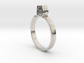 Tape Measure Ring - US Size 09.5 in Rhodium Plated Brass