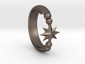 Ring of Star 14.1mm in Polished Bronzed Silver Steel