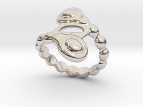 Spiral Bubbles Ring 18 - Italian Size 18 in Rhodium Plated Brass