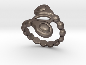 Spiral Bubbles Ring 18 - Italian Size 18 in Polished Bronzed Silver Steel