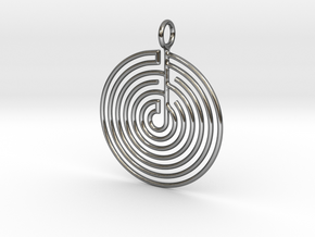 mystery little labyrinth Pendant in Fine Detail Polished Silver