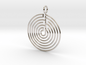 mystery little labyrinth Pendant in Rhodium Plated Brass
