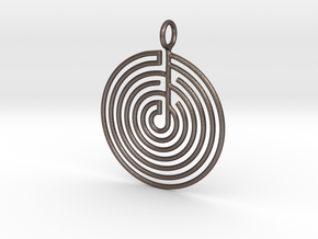 mystery little labyrinth Pendant in Polished Bronzed Silver Steel