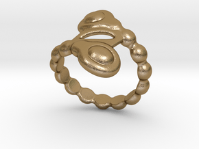 Spiral Bubbles Ring 19 - Italian Size 19 in Polished Gold Steel