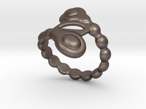 Spiral Bubbles Ring 20 - Italian Size 20 in Polished Bronzed Silver Steel