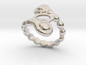 Spiral Bubbles Ring 21 - Italian Size 21 in Rhodium Plated Brass