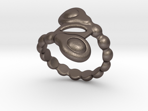 Spiral Bubbles Ring 21 - Italian Size 21 in Polished Bronzed Silver Steel