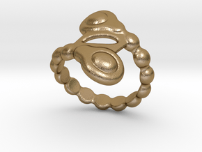 Spiral Bubbles Ring 21 - Italian Size 21 in Polished Gold Steel
