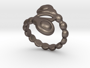 Spiral Bubbles Ring 22 - Italian Size 22 in Polished Bronzed Silver Steel