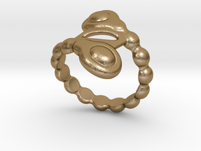 Spiral Bubbles Ring 22 - Italian Size 22 in Polished Gold Steel