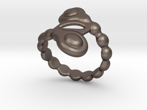 Spiral Bubbles Ring 23 - Italian Size 23 in Polished Bronzed Silver Steel