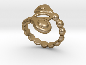 Spiral Bubbles Ring 23 - Italian Size 23 in Polished Gold Steel