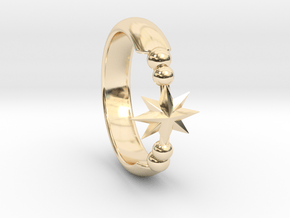 Ring of Star 15.3mm in 14k Gold Plated Brass