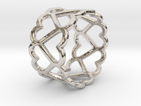The Ring of Hearts (14 Hearts) Size: US 9 1/2 in Rhodium Plated Brass