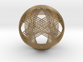 Icosahedron vertex symmetry weave 2 in Polished Gold Steel
