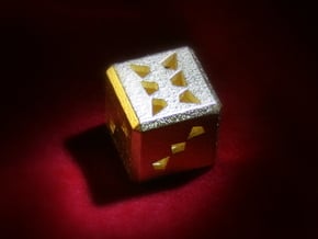 Dice No.3 S (balanced) (2cm/0.79in) in Polished Gold Steel