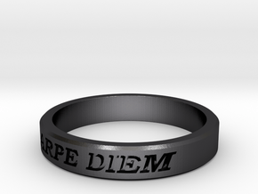 Carpe Diem US Size 10 Ring in Polished and Bronzed Black Steel
