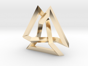 Trefoil Knot inside Equilateral Triangle (Small) in 14K Yellow Gold