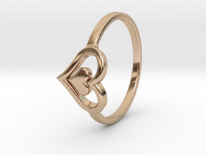 Heart Ring Size 5 in 14k Rose Gold Plated Brass