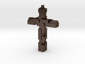 Block Cross in Polished Bronze Steel