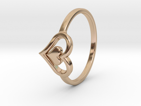 Heart Ring Size 5.5 in 14k Rose Gold Plated Brass
