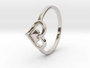 Heart Ring Size 5.5 in Rhodium Plated Brass