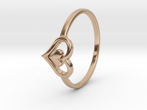 Heart Ring Size 8 in 14k Rose Gold Plated Brass