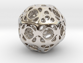 hydrangea ball 01 in Rhodium Plated Brass