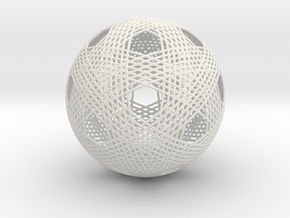 Dodecahedron vertex symmetry weave  in White Natural Versatile Plastic