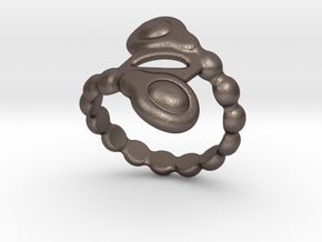Spiral Bubbles Ring 25 - Italian Size 25 in Polished Bronzed Silver Steel