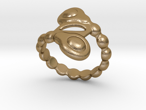 Spiral Bubbles Ring 25 - Italian Size 25 in Polished Gold Steel