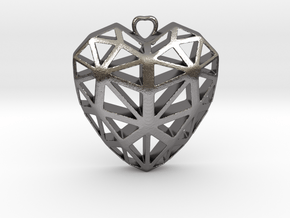 HEART pendant in Polished Nickel Steel