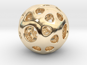 hydrangea ball 02 in 14k Gold Plated Brass