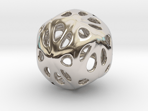 hydrangea ball 04 in Rhodium Plated Brass