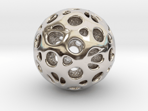  hydrangea ball 05 in Rhodium Plated Brass