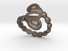 Spiral Bubbles Ring 26 - Italian Size 26 in Polished Bronzed Silver Steel
